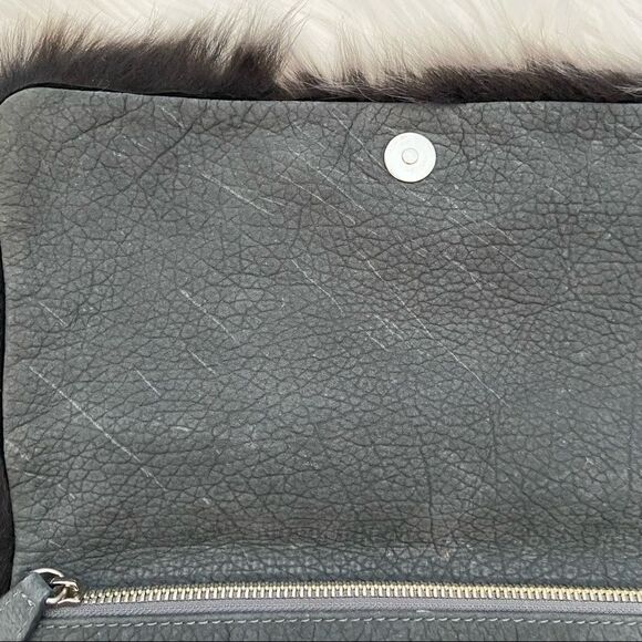 Romygold Grey Fur Trimmed Leather Clutch - Picture 6 of 7
